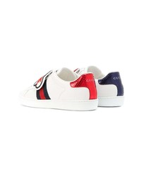 weiße Leder niedrige Sneakers von Gucci