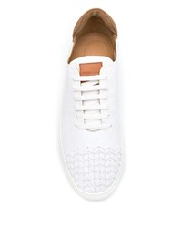 weiße Leder niedrige Sneakers von Giorgio Armani