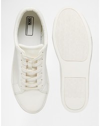 weiße Leder niedrige Sneakers von Asos