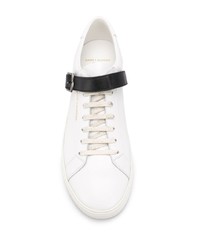 weiße Leder niedrige Sneakers von Saint Laurent