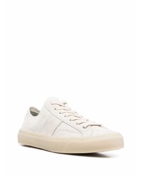 weiße Leder niedrige Sneakers von Tom Ford