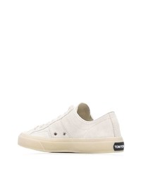 weiße Leder niedrige Sneakers von Tom Ford