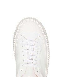 weiße Leder niedrige Sneakers von Jil Sander