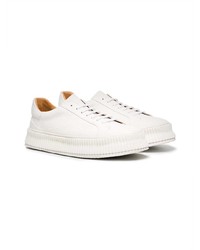 weiße Leder niedrige Sneakers von Jil Sander