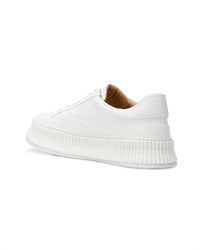 weiße Leder niedrige Sneakers von Jil Sander