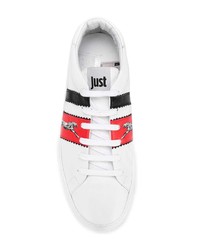 weiße Leder niedrige Sneakers von Just Cavalli