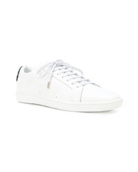 weiße Leder niedrige Sneakers von Saint Laurent