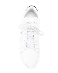 weiße Leder niedrige Sneakers von Saint Laurent