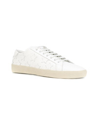 weiße Leder niedrige Sneakers von Saint Laurent