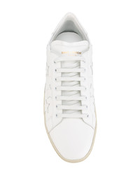 weiße Leder niedrige Sneakers von Saint Laurent