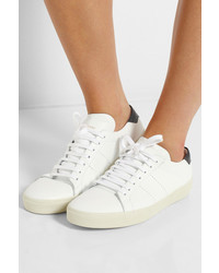 weiße Leder niedrige Sneakers von Saint Laurent