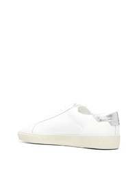 weiße Leder niedrige Sneakers von Saint Laurent