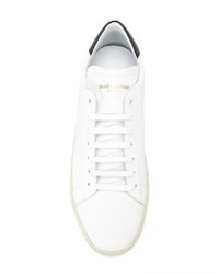 weiße Leder niedrige Sneakers von Saint Laurent