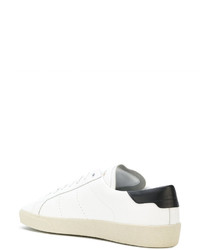 weiße Leder niedrige Sneakers von Saint Laurent