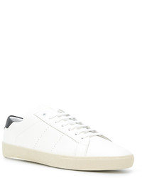 weiße Leder niedrige Sneakers von Saint Laurent