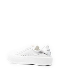 weiße Leder niedrige Sneakers von Alexander McQueen