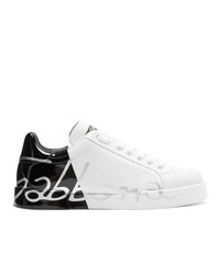 weiße Leder niedrige Sneakers von Dolce and Gabbana