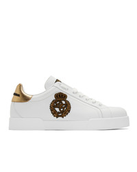 weiße Leder niedrige Sneakers von Dolce and Gabbana