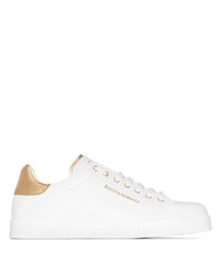 weiße Leder niedrige Sneakers von Dolce & Gabbana