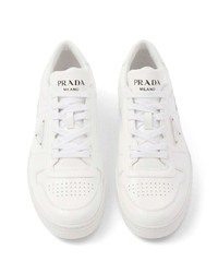 weiße Leder niedrige Sneakers von Prada