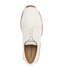 weiße Leder niedrige Sneakers von Emporio Armani