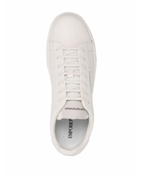 weiße Leder niedrige Sneakers von Emporio Armani