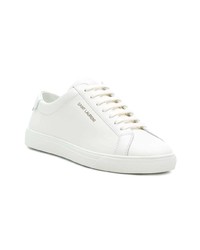 weiße Leder niedrige Sneakers von Saint Laurent