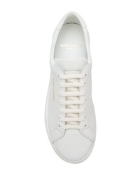 weiße Leder niedrige Sneakers von Saint Laurent