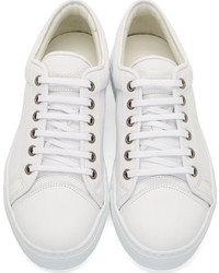weiße Leder niedrige Sneakers