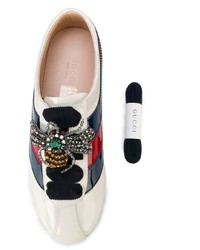 weiße Leder niedrige Sneakers von Gucci