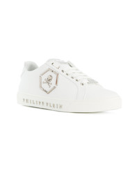 weiße Leder niedrige Sneakers von Philipp Plein