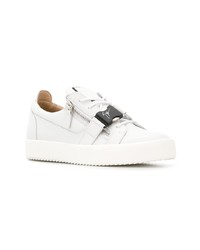 weiße Leder niedrige Sneakers von Giuseppe Zanotti Design