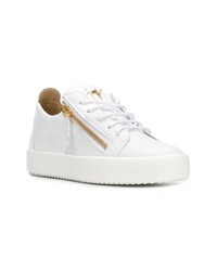 weiße Leder niedrige Sneakers von Giuseppe Zanotti Design