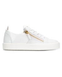 weiße Leder niedrige Sneakers von Giuseppe Zanotti Design