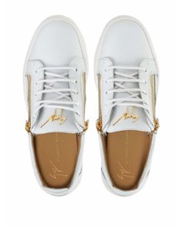 weiße Leder niedrige Sneakers von Giuseppe Zanotti