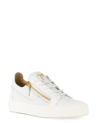 weiße Leder niedrige Sneakers von Giuseppe Zanotti Design