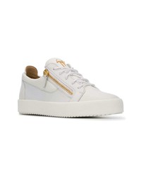 weiße Leder niedrige Sneakers von Giuseppe Zanotti Design