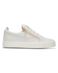 weiße Leder niedrige Sneakers von Giuseppe Zanotti Design