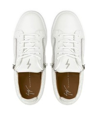 weiße Leder niedrige Sneakers von Giuseppe Zanotti