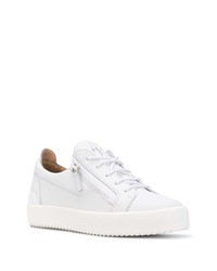 weiße Leder niedrige Sneakers von Giuseppe Zanotti