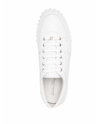 weiße Leder niedrige Sneakers von Salvatore Ferragamo