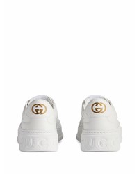 weiße Leder niedrige Sneakers von Gucci