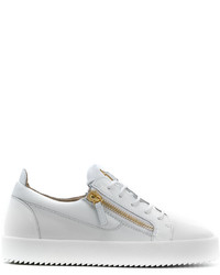 weiße Leder niedrige Sneakers von Giuseppe Zanotti Design