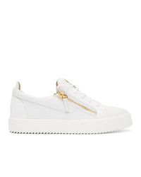 weiße Leder niedrige Sneakers von Giuseppe Zanotti