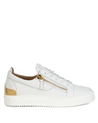 weiße Leder niedrige Sneakers von Giuseppe Zanotti