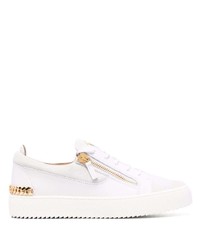 weiße Leder niedrige Sneakers von Giuseppe Zanotti