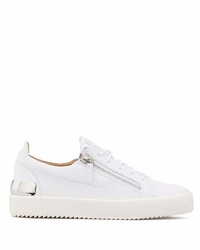 weiße Leder niedrige Sneakers von Giuseppe Zanotti