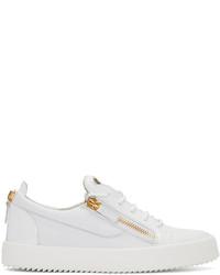 weiße Leder niedrige Sneakers von Giuseppe Zanotti