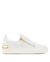 weiße Leder niedrige Sneakers von Giuseppe Zanotti