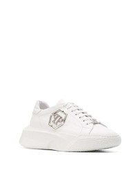 weiße Leder niedrige Sneakers von Philipp Plein